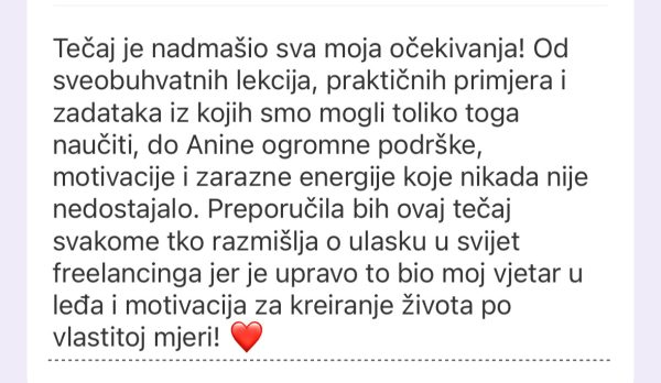 Recenzija polaznice Freelance Akademije