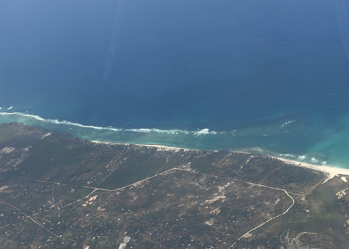 Diani Beach view from the plane.