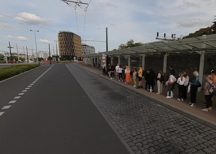 Bus stop at Nádraží Veleslavín for the Prague airport.