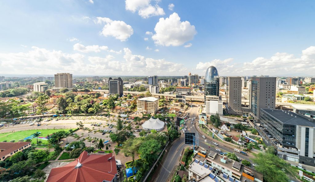 Nairobi city panorama from air
