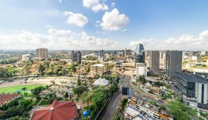 Nairobi city panorama from air