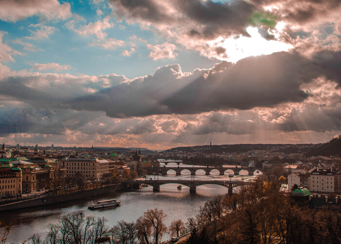 The view on Prague bridges from Letna park.