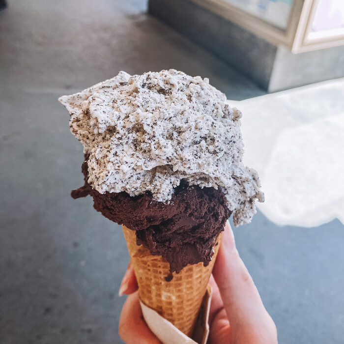 Creme de la Creme ice cream in a cone from Prague