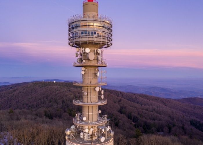 Sljeme tower in sunset