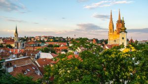 Zagreb panorama with the cathedral in main focus