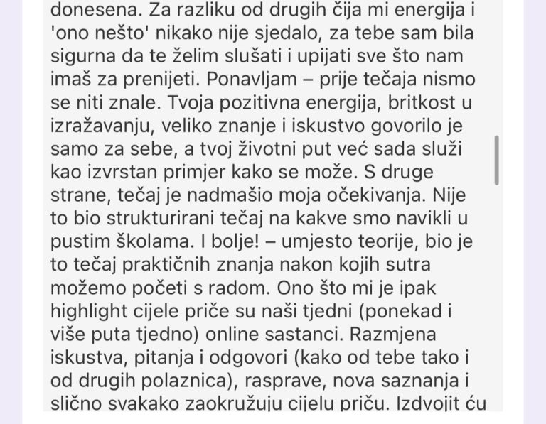 komentar polaznice freelance akademije za virtualne asistente