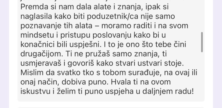 komentar polaznice freelance akademije za virtualne asistente