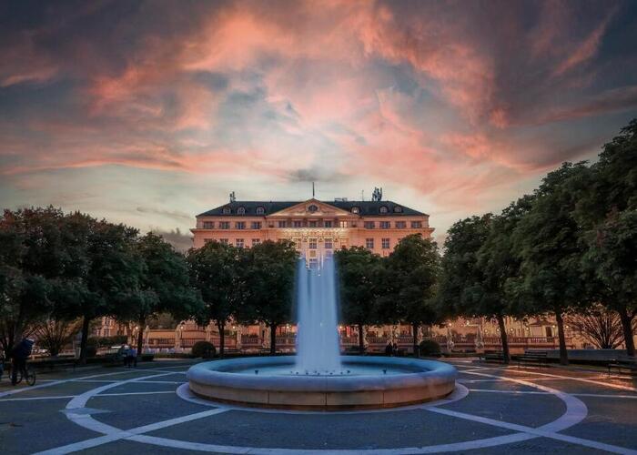 Hotel Esplanada in Zagreb Croatia with the fountain in front