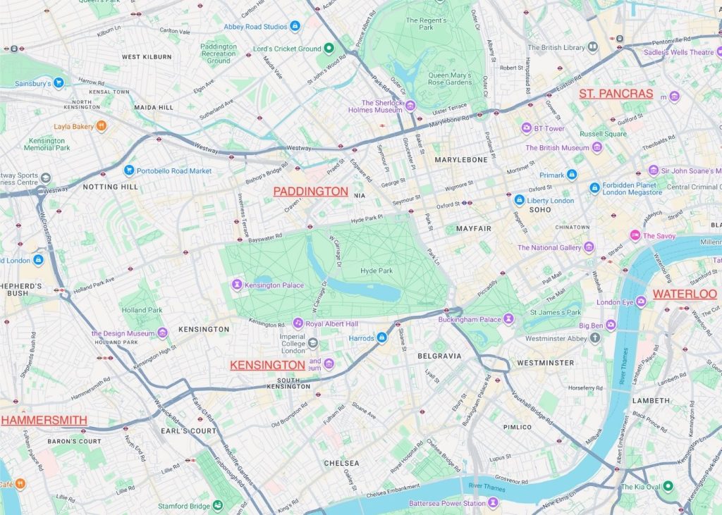 Mapa kvartova u Londonu