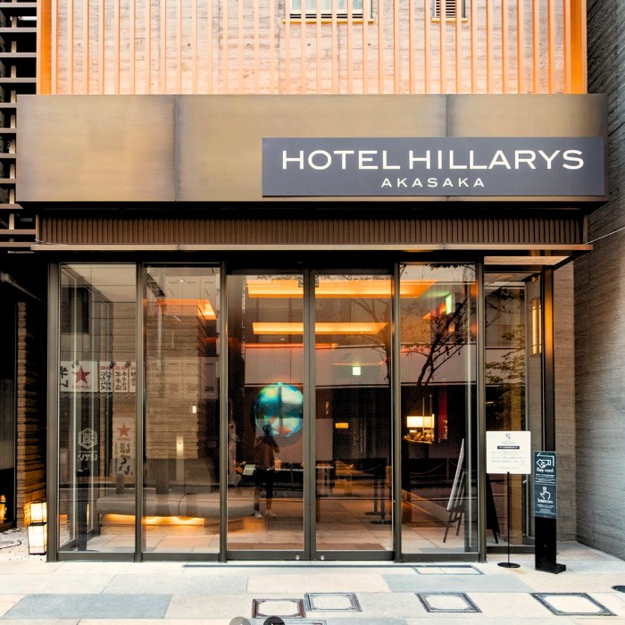 Pročelje hotel Hyllaris, ulaz i veliki znak